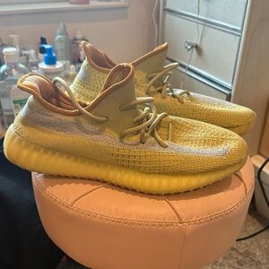 Yellow Knit Low-Top Sneakers